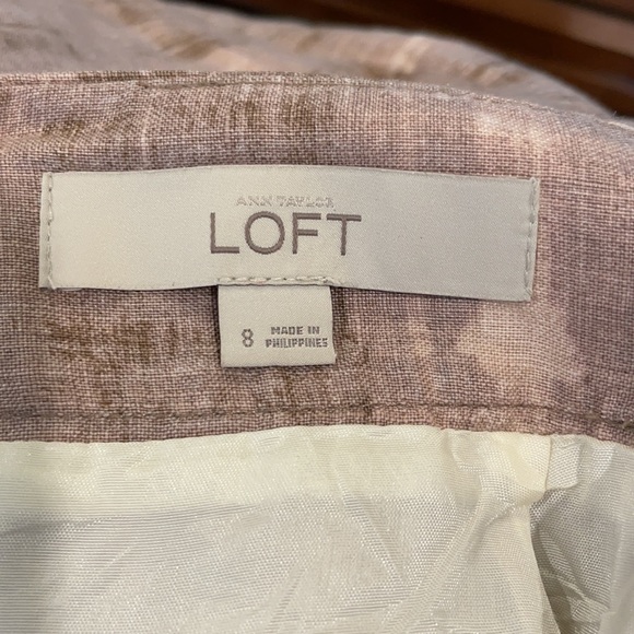 100% Linen skirt with pockets, soft pink, taupe colors, lined with slit in back - Picture 6 of 7